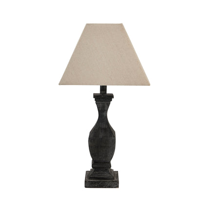 Dark Grey Wooden Table Lamp with Fluted Shade