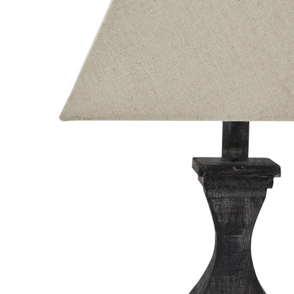 Dark Grey Wooden Table Lamp with Fluted Shade