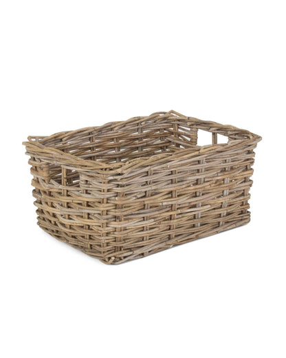 Large Deep Rattan Storage Basket, Natural Wood, Rectangular