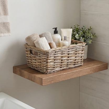 Small Deep Rattan Storage Basket for bathroom organisation