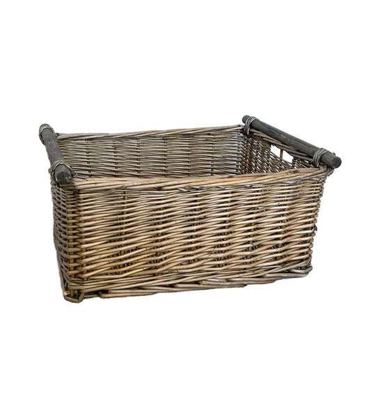 Large Wicker Storage Basket with Wood Handles - Set of 3 - Home Storage Solution