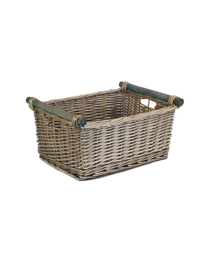 Large Wicker Storage Basket with Wood Handles - Set of 3 - Home Storage Solution
