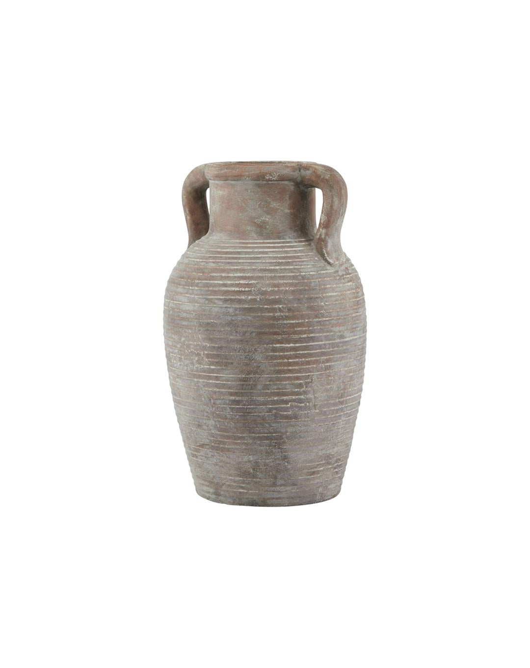 Large Rustic Brown Ribbed Vase