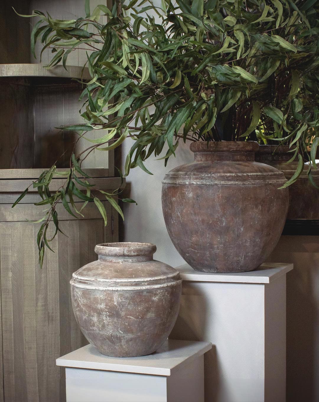 Large Rustic Brown Ceramic Vase#color_brown