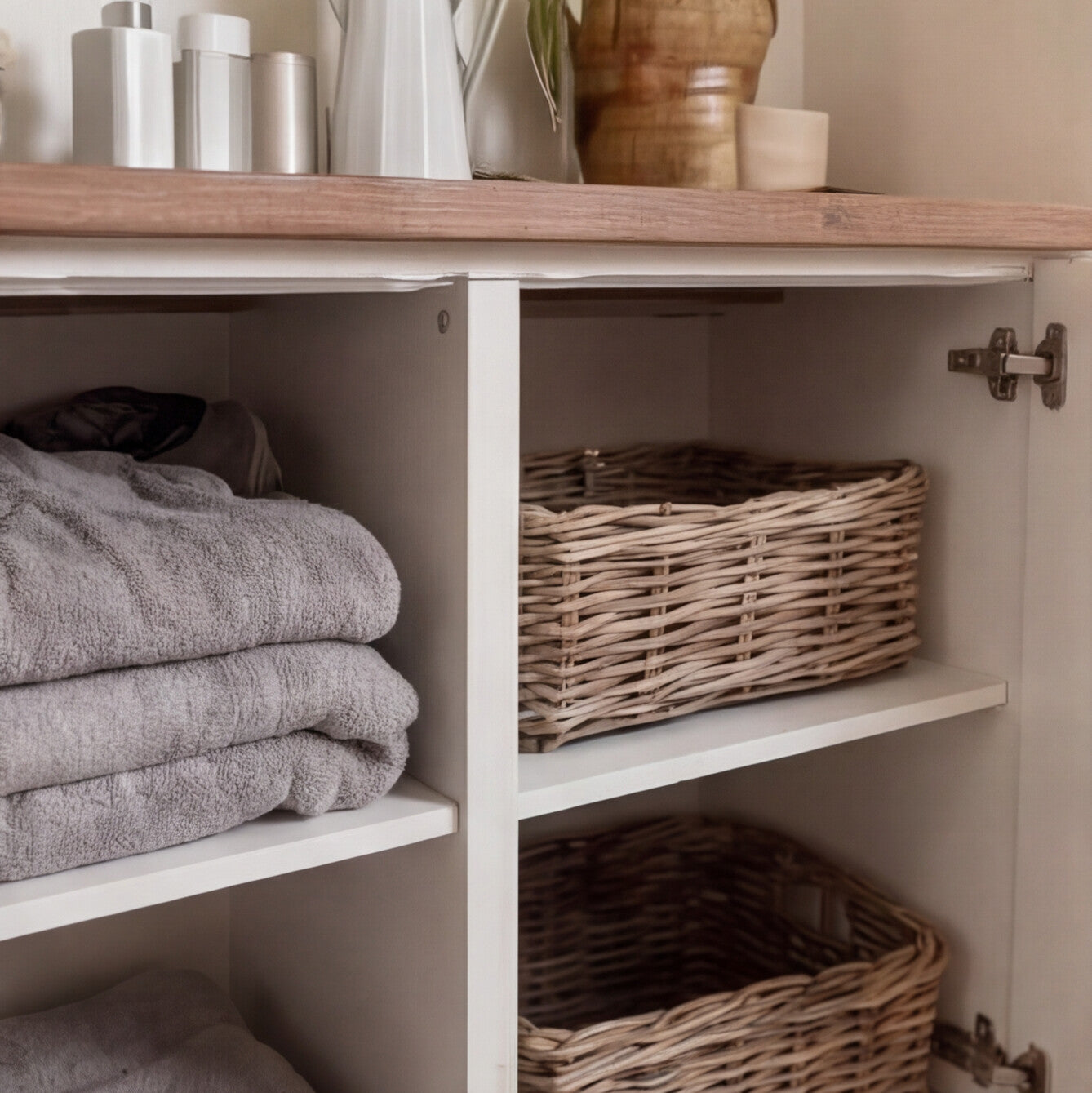 shallow rectangle wicker storage basket tray