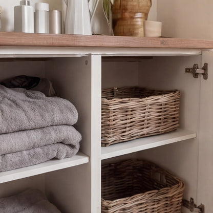 shallow rectangle wicker storage basket tray
