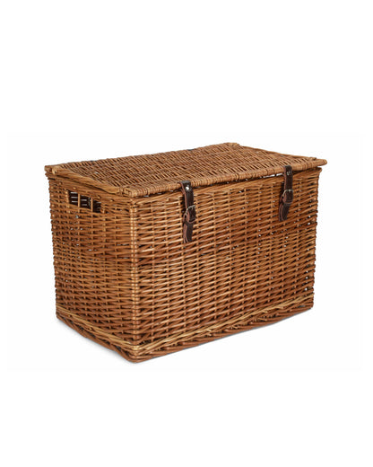 Large 24-Inch Wicker Storage Chest With Lid