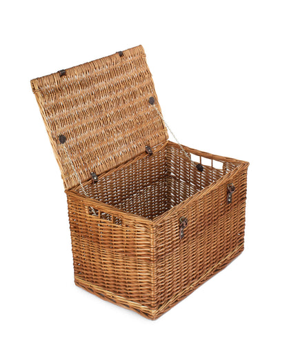 Large 24-Inch Wicker Storage Chest With Lid
