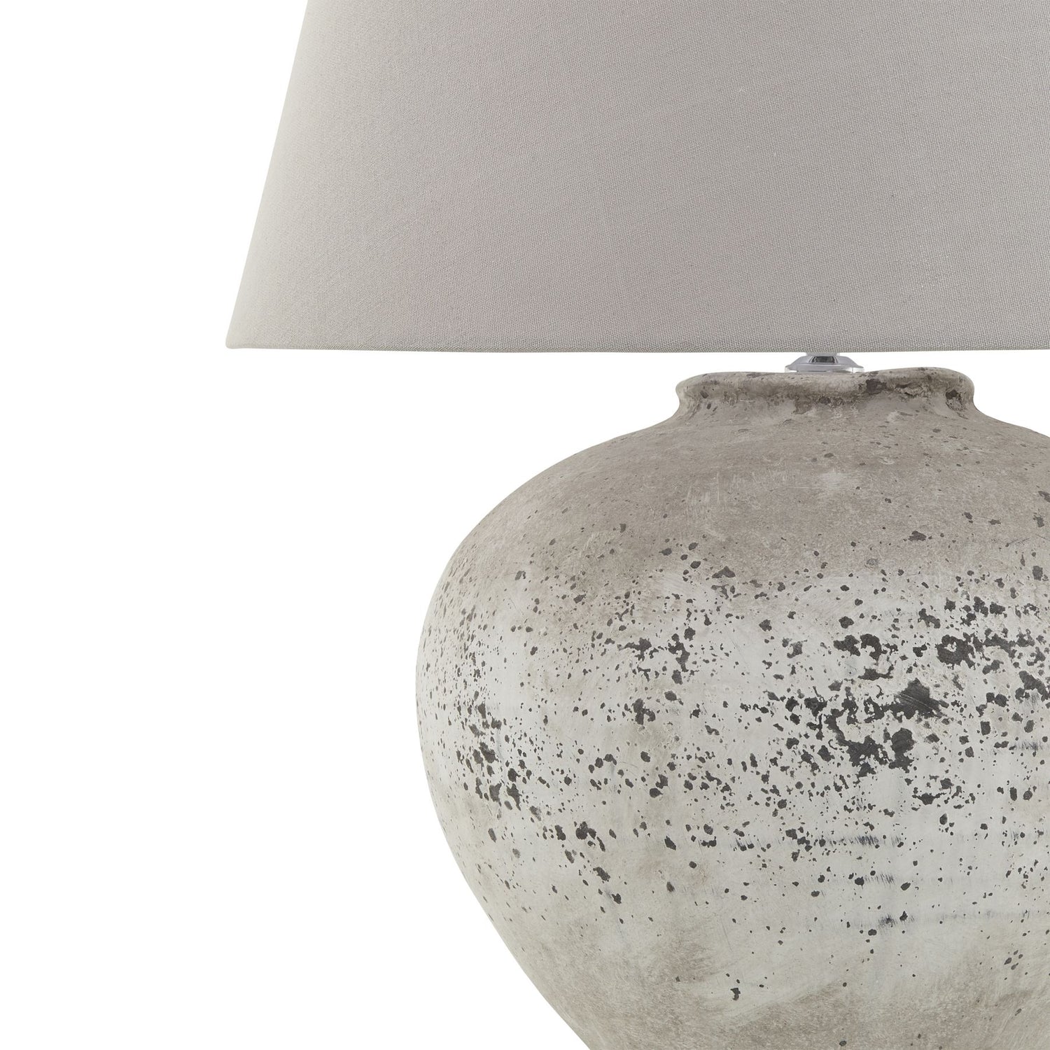 Large Distressed Rustic Stone Ceramic Lamp with Light Grey Shade