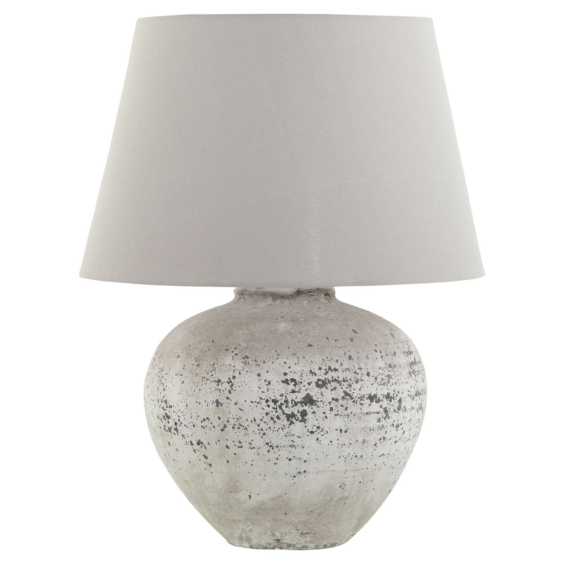 Large Distressed Rustic Stone Ceramic Lamp with Light Grey Shade