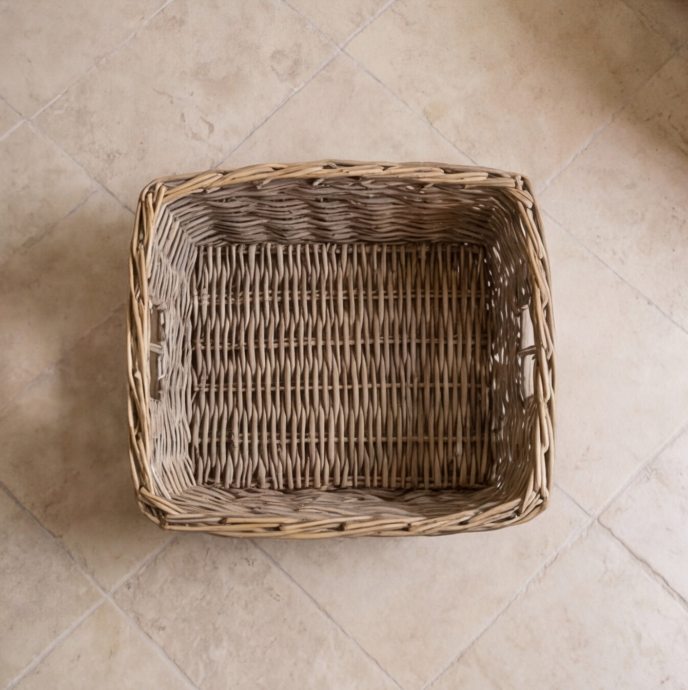 shallow rectangle wicker storage basket tray