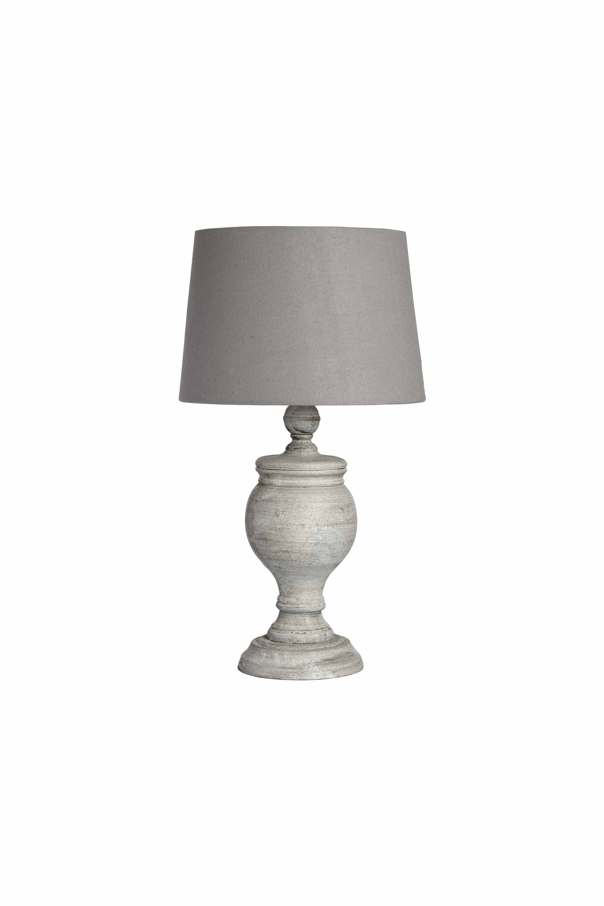 Neutral Stone Table Lamp with Linen Shade