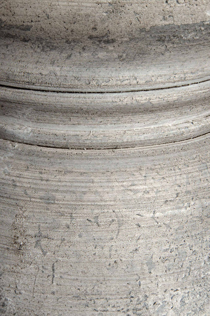 White Stone Table Lamp with Grey Linen Shade