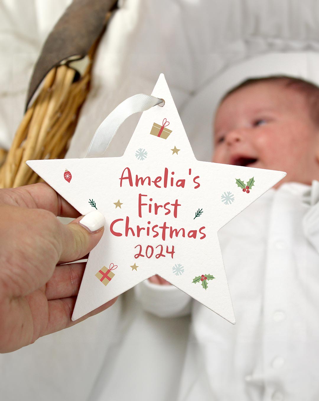 Personalised First Christmas Star Tree Decoration