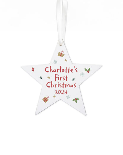 Personalised First Christmas Star Tree Decoration