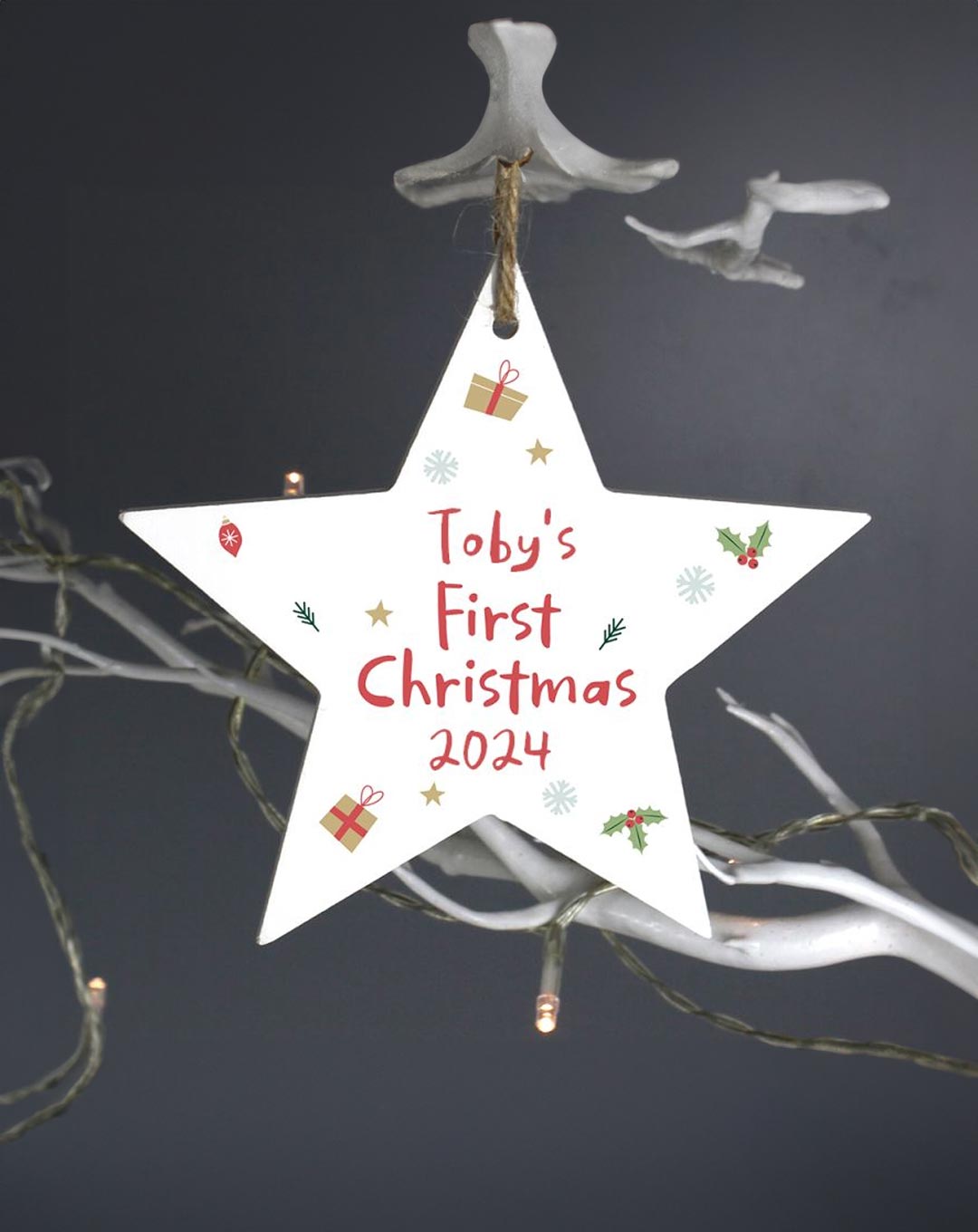 Personalised First Christmas Star Tree Decoration