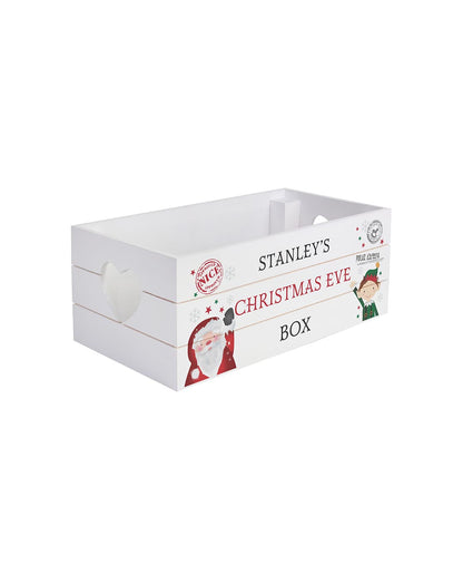 Personalised Christmas White Wooden Crate - Children's Christmas Eve Box