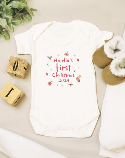 Personalised Baby's First Christmas Bodysuit