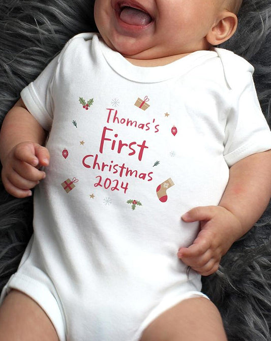 Personalised Baby's First Christmas Bodysuit