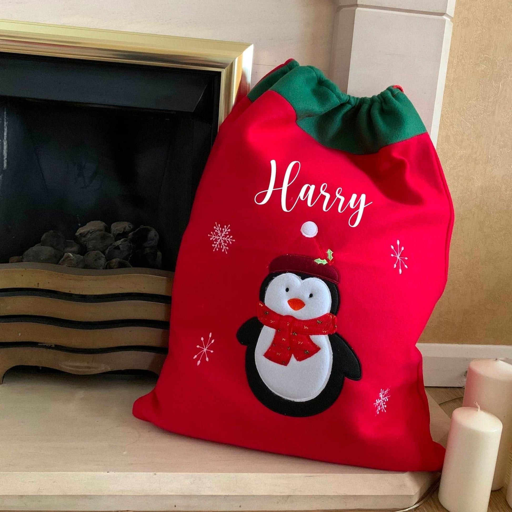 Large Personalised Christmas Sack - Penguin