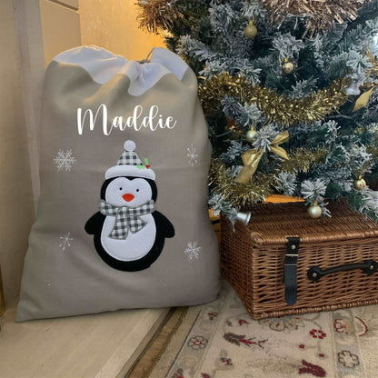 Large Personalised Christmas Sack - Penguin