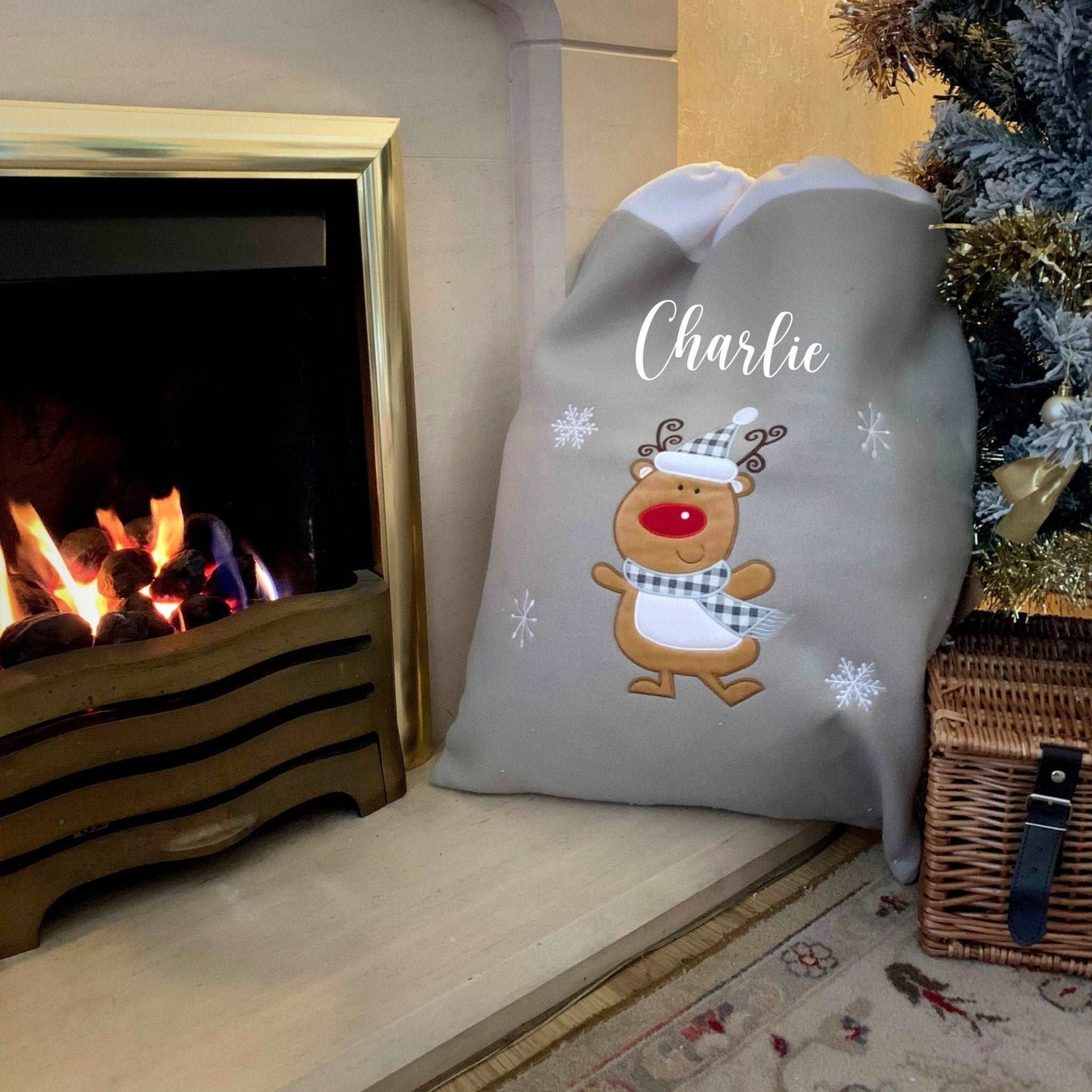 Large Personalised Christmas Sack - Reindeer