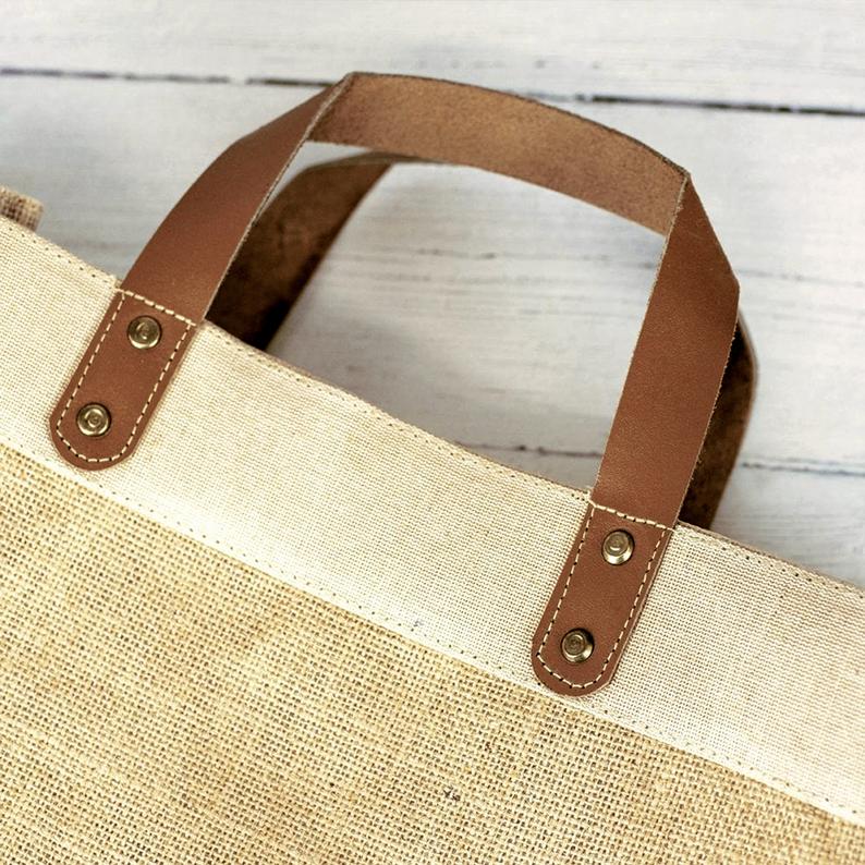 Personalised Market Bag in Natural Jute Purlee