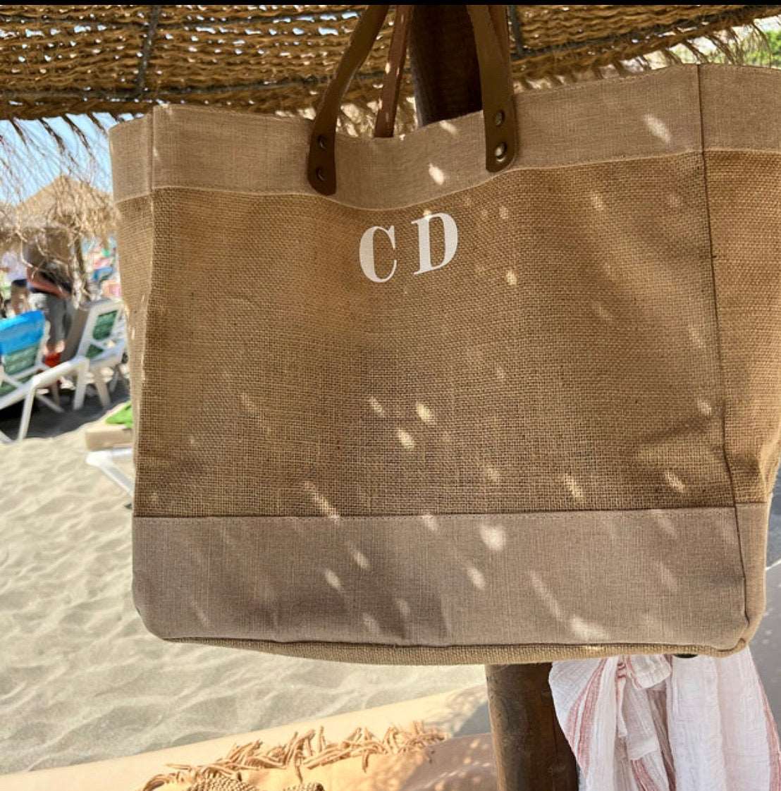 Personalised Market Bag with Small Initials (Natural)