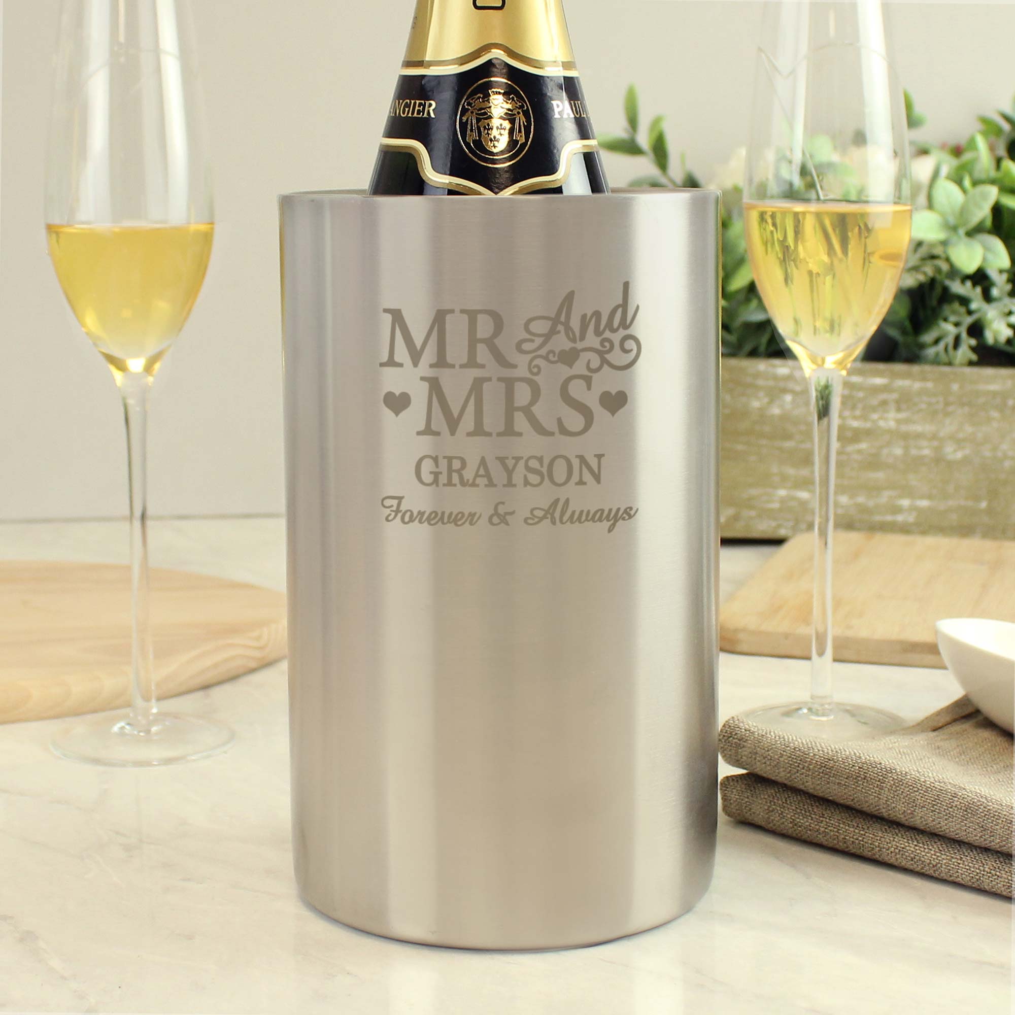 Personalised Mr &amp; Mrs Wine Cooler