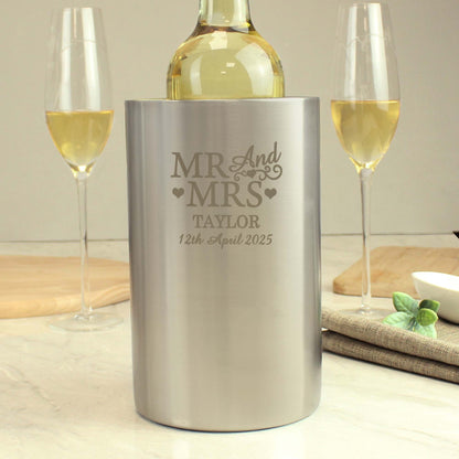 Personalised Mr &amp; Mrs Wine Cooler