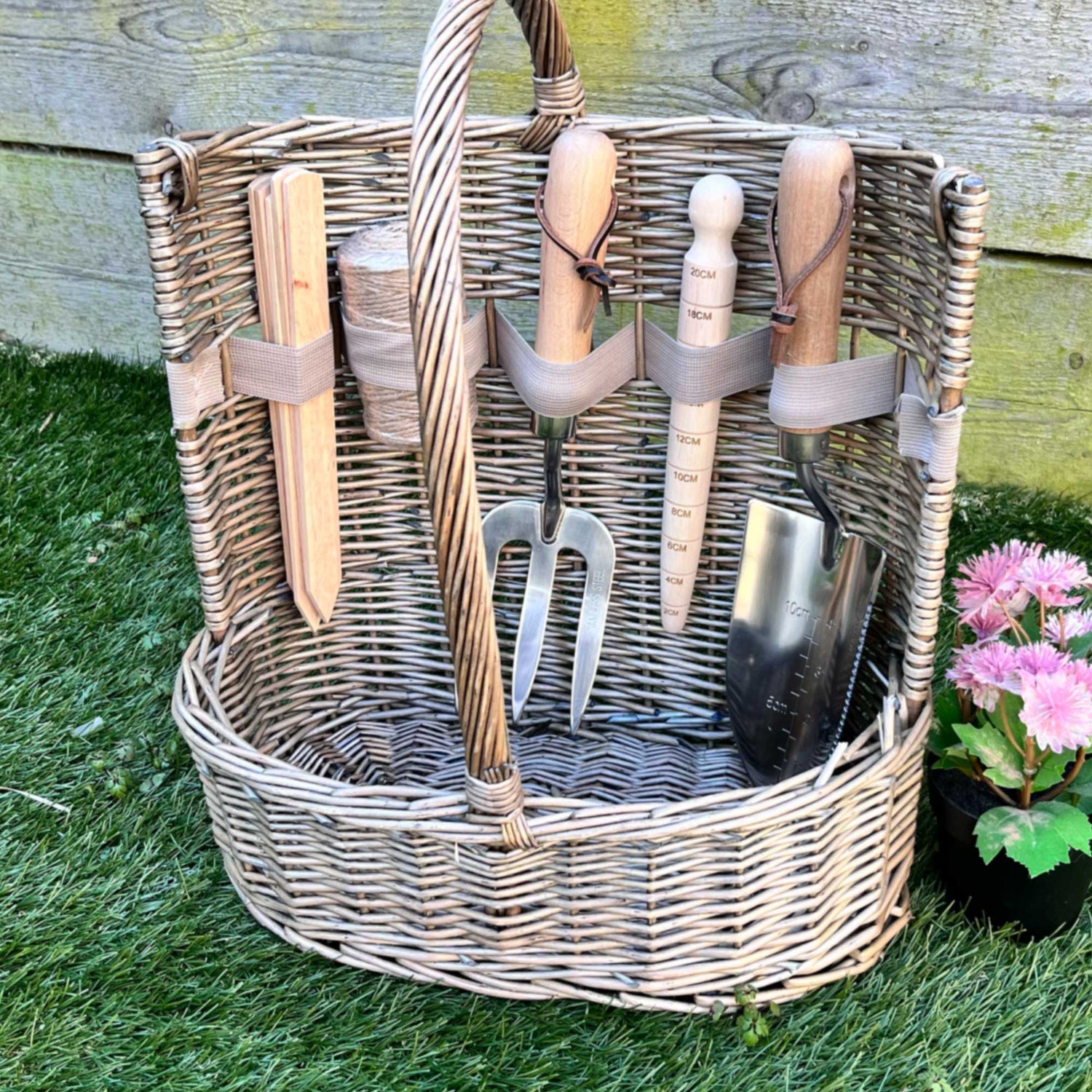 Personalised Garden Tools with Wicker Basket - Garden Gifts for Gardeners