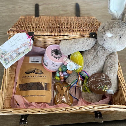 Large personalised wicker hamper gift basket by Purlee