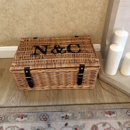 Personalised hamper basket with initials