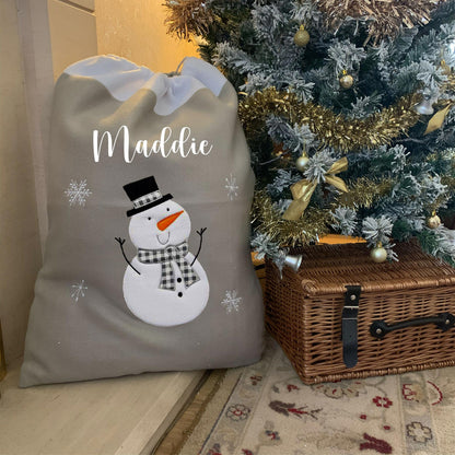 Large Grey Christmas Sack Snowman