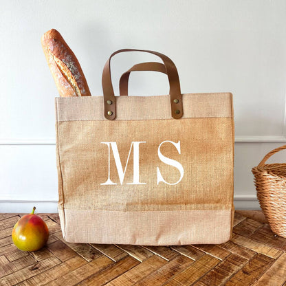 Personalised Market Bag with Big Initials (Natural)