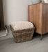 Large Rectangular Rattan Floor Storage Blanket Log Basket with Handles
