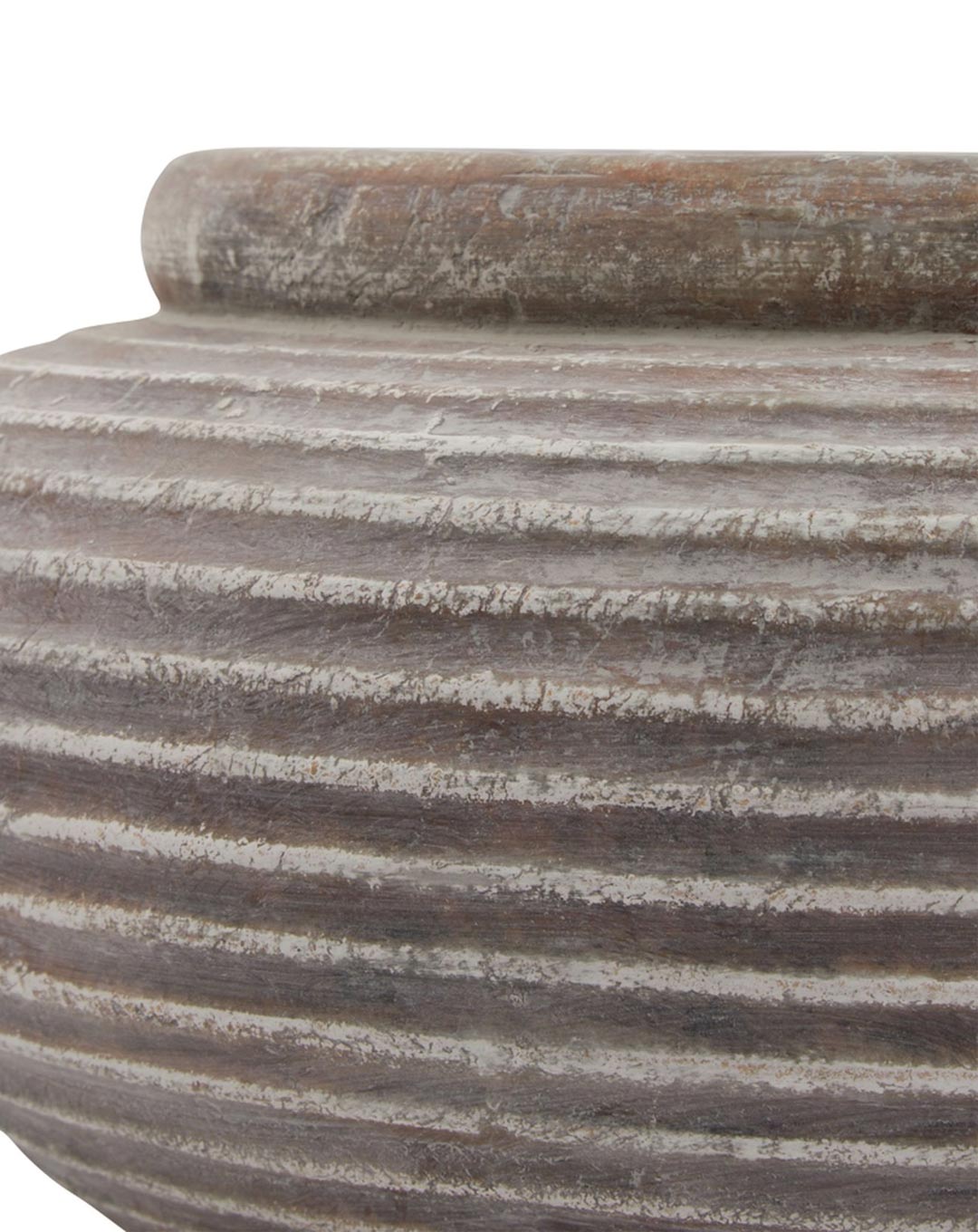 Large Rustic Brown Ribbed Ceramic Planter Pot