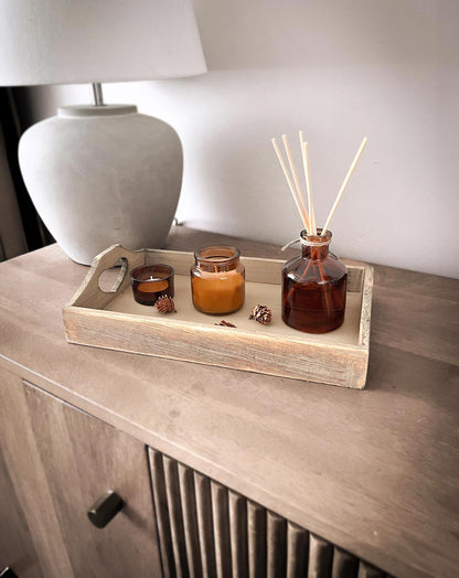 Rustic Oak Heart Cut-out Tray Set of 2