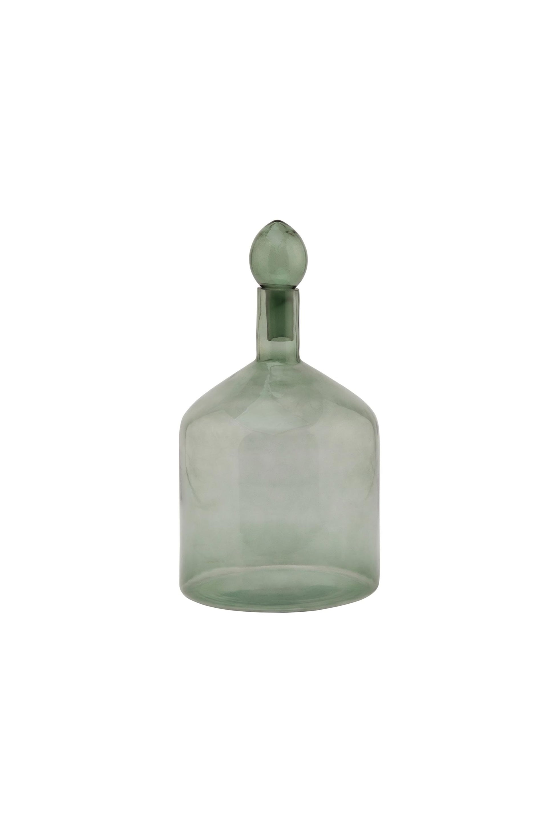 Smoked Sage Glass Bottle With Stopper - Decorative Vase 