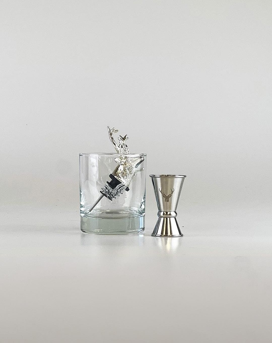 Whiskey Lovers Stag Drinks Gift Set - Stag Glass, Pourer & Jigger - The Just Slate Company