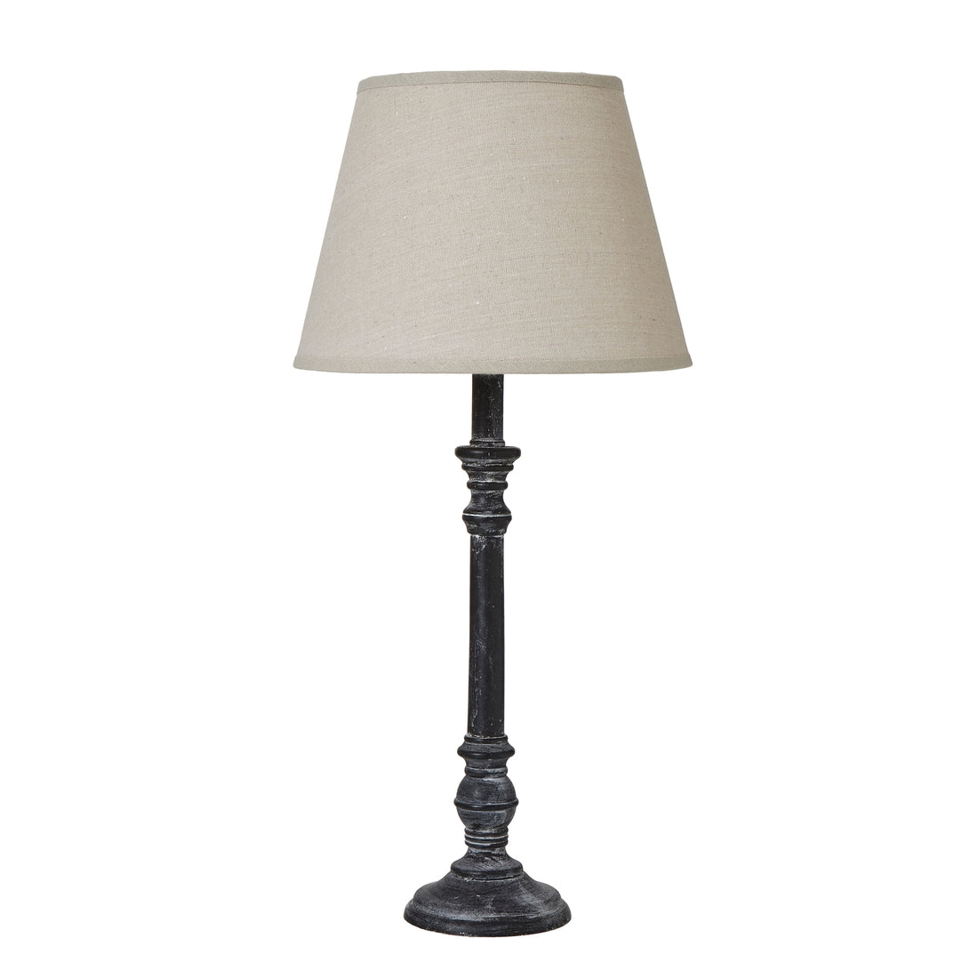Slim Black Stem Table Lamp with Linen Shade