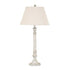 Tall Slim Rustic White Wash Table Lamp With Linen Shade