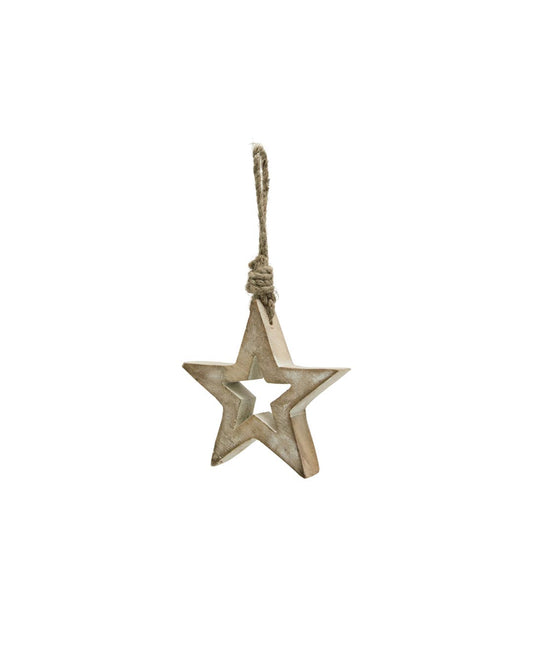 White Wash Wooden Star Tree Decoration