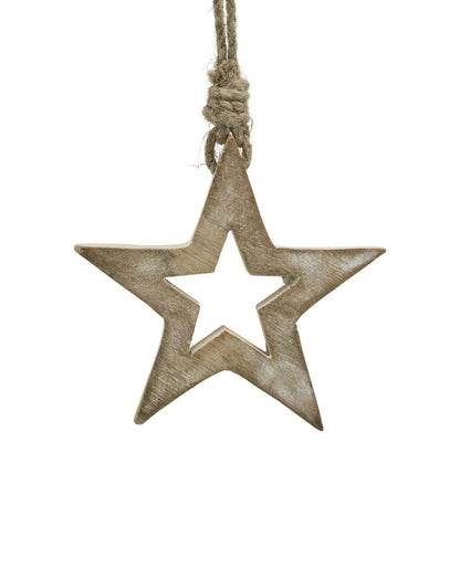 White Wash Wooden Star Tree Decoration