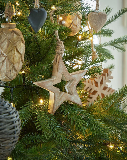 White Wash Wooden Star Tree Decoration