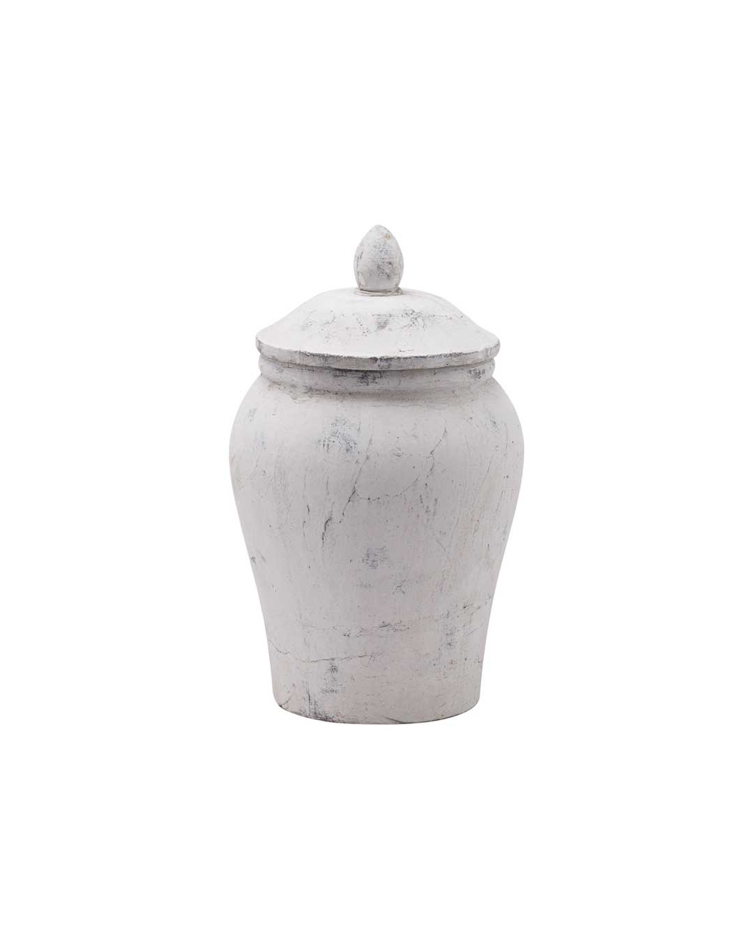 White Aged Stone Ceramic Ginger Jar