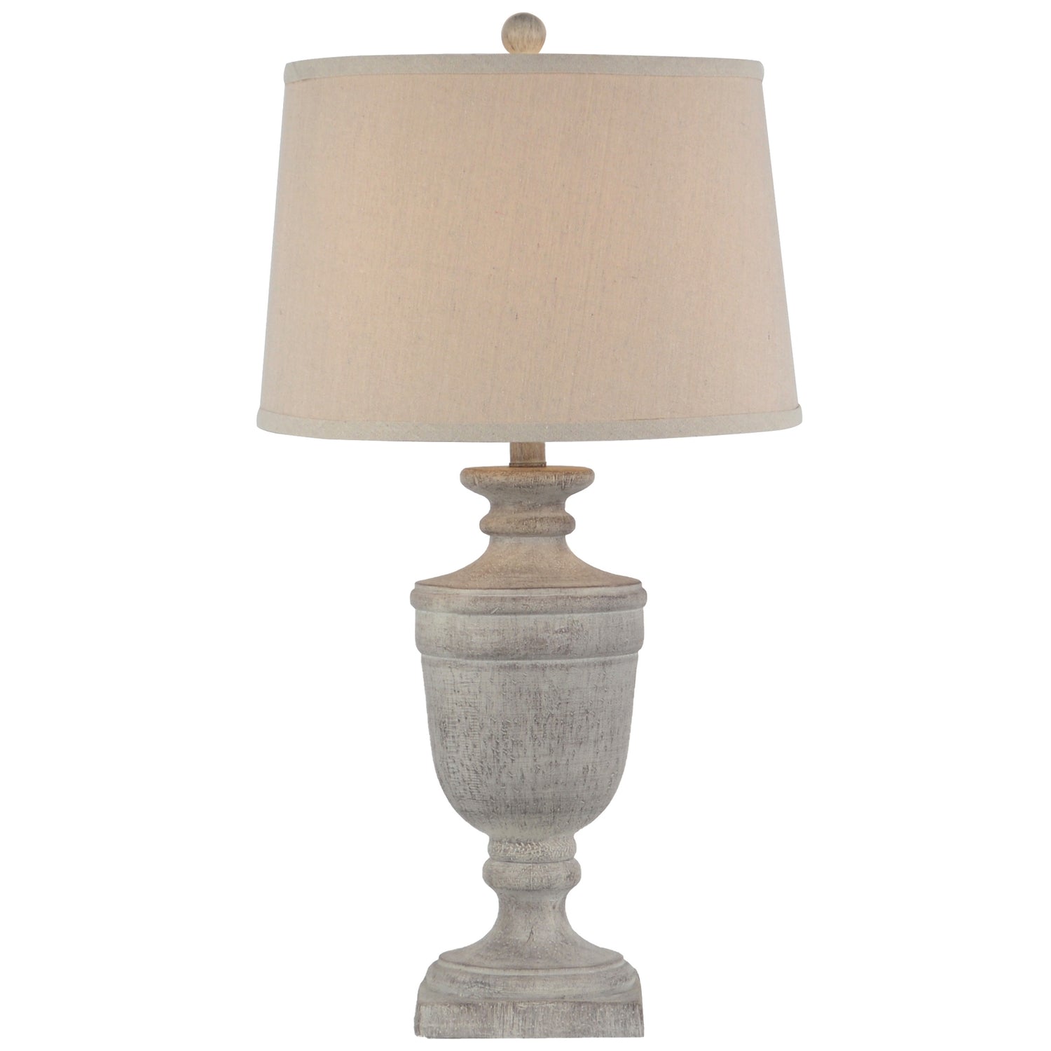 White Wash Textured Table Lamp With Linen Shade
