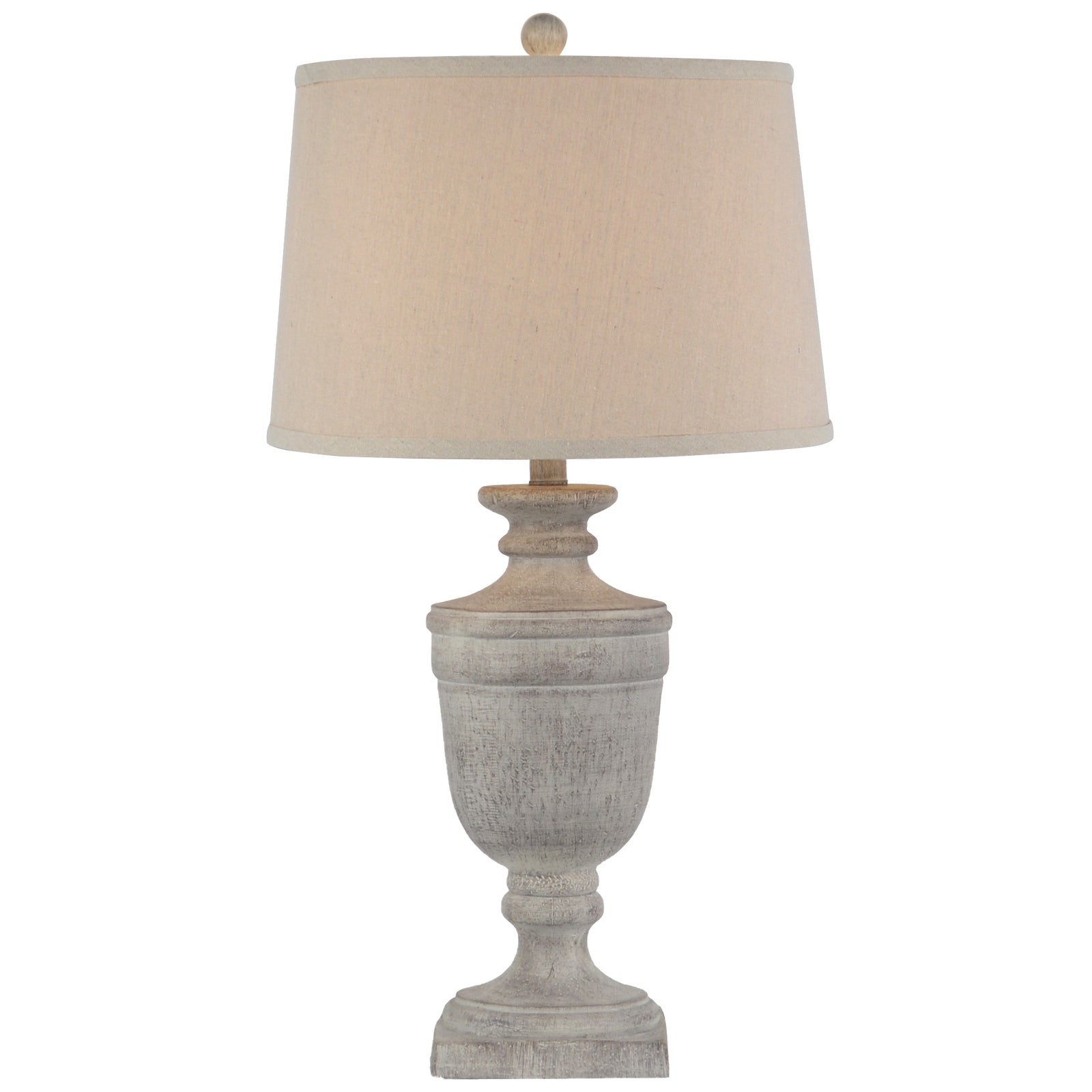 White Wash Textured Table Lamp With Linen Shade