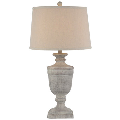 White Wash Textured Table Lamp With Linen Shade