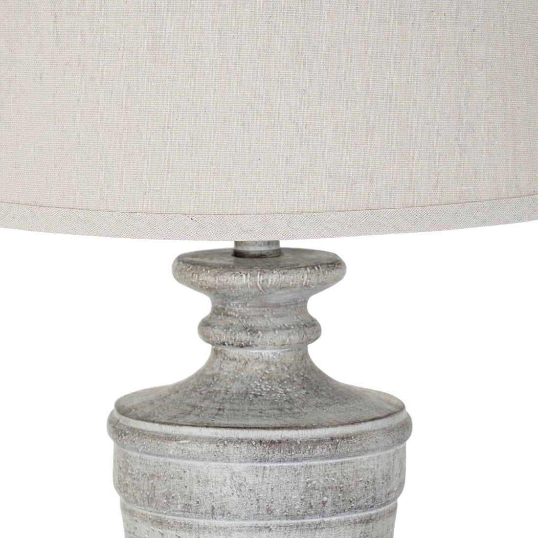 White Wash Textured Table Lamp With Linen Shade